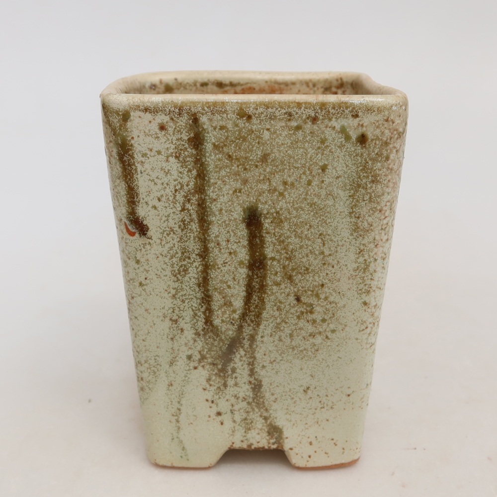 Ceramic bonsai pot, 7.5 x 7.5 x 11 cm, beige