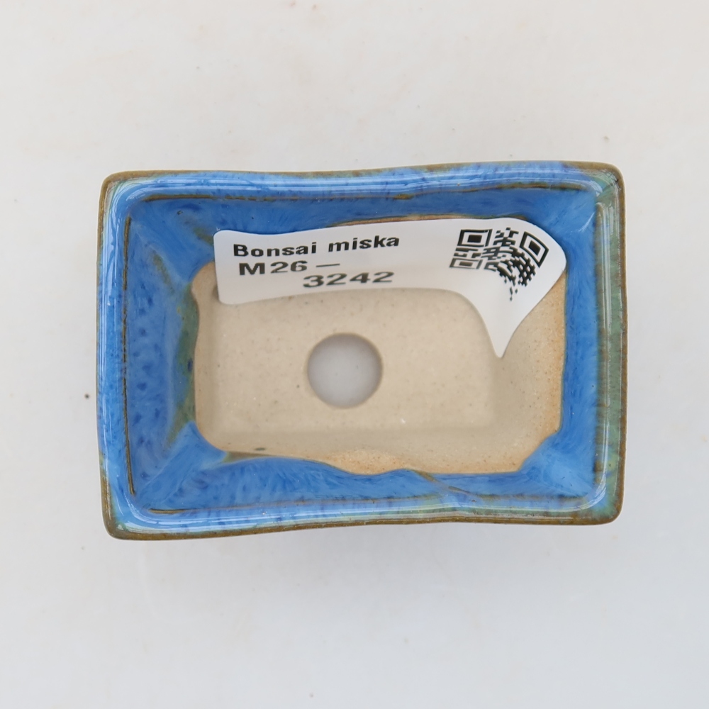 Ceramic bonsai pot, 5.5 x 3.5 x 3 cm, blue