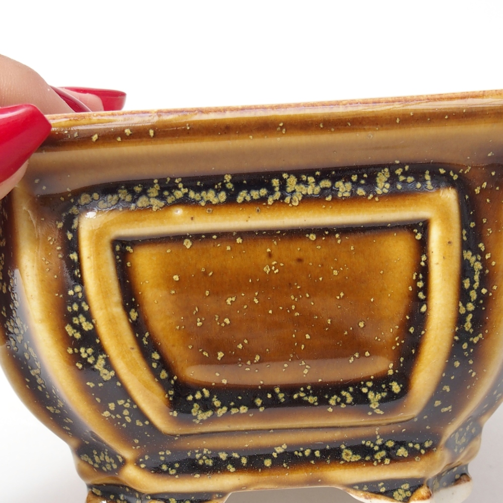 Ceramic bonsai bowl 11 x 11 x 7 cm, yellow