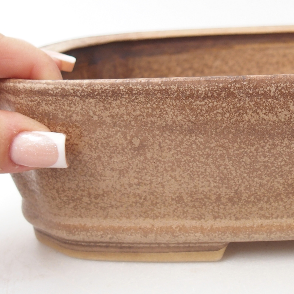 Ceramic bonsai bowl 24,5 x 21,5 x 6,5 cm, colour beige