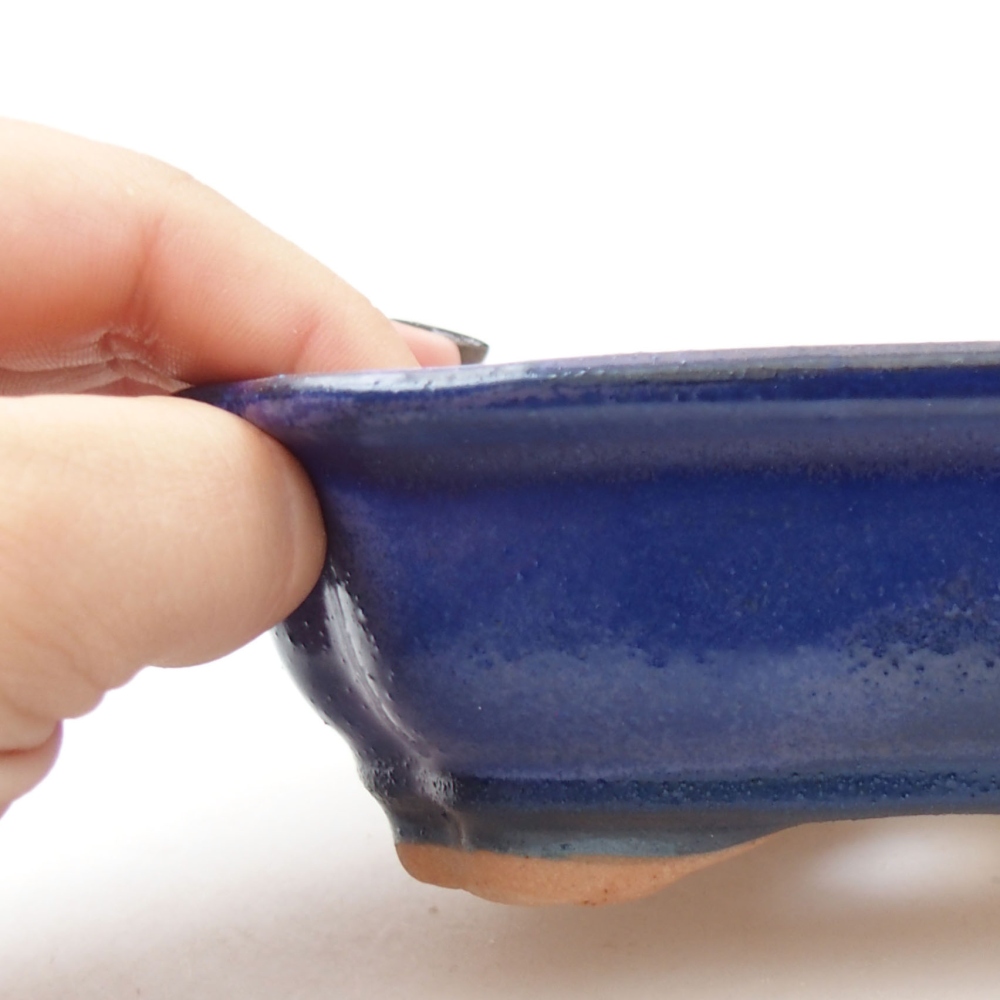 Ceramic bonsai bowl 16 x 12,5 x 4,5 cm, color blue