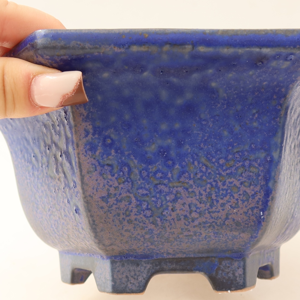 Ceramic bonsai bowl 18,5 x 16,5 x 9 cm, colour blue