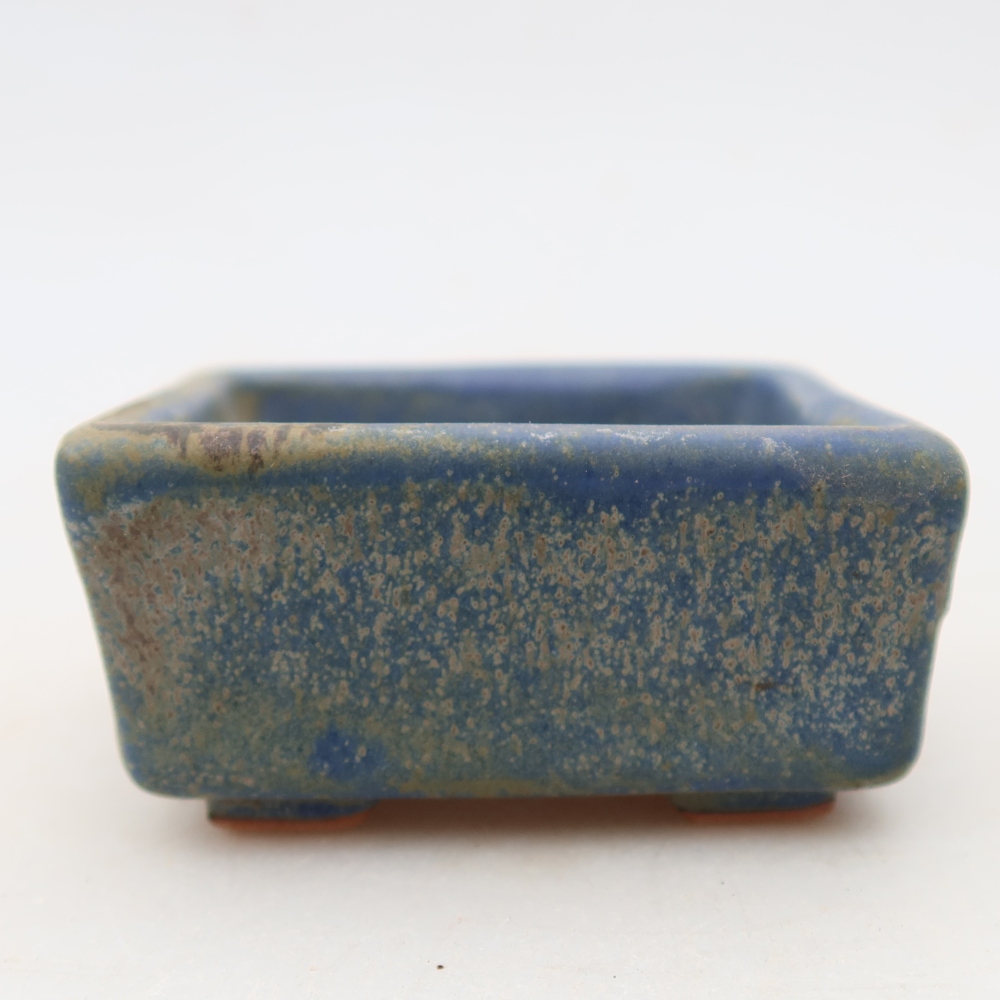 Ceramic bonsai pot, 7 x 7 x 3.5 cm, blue
