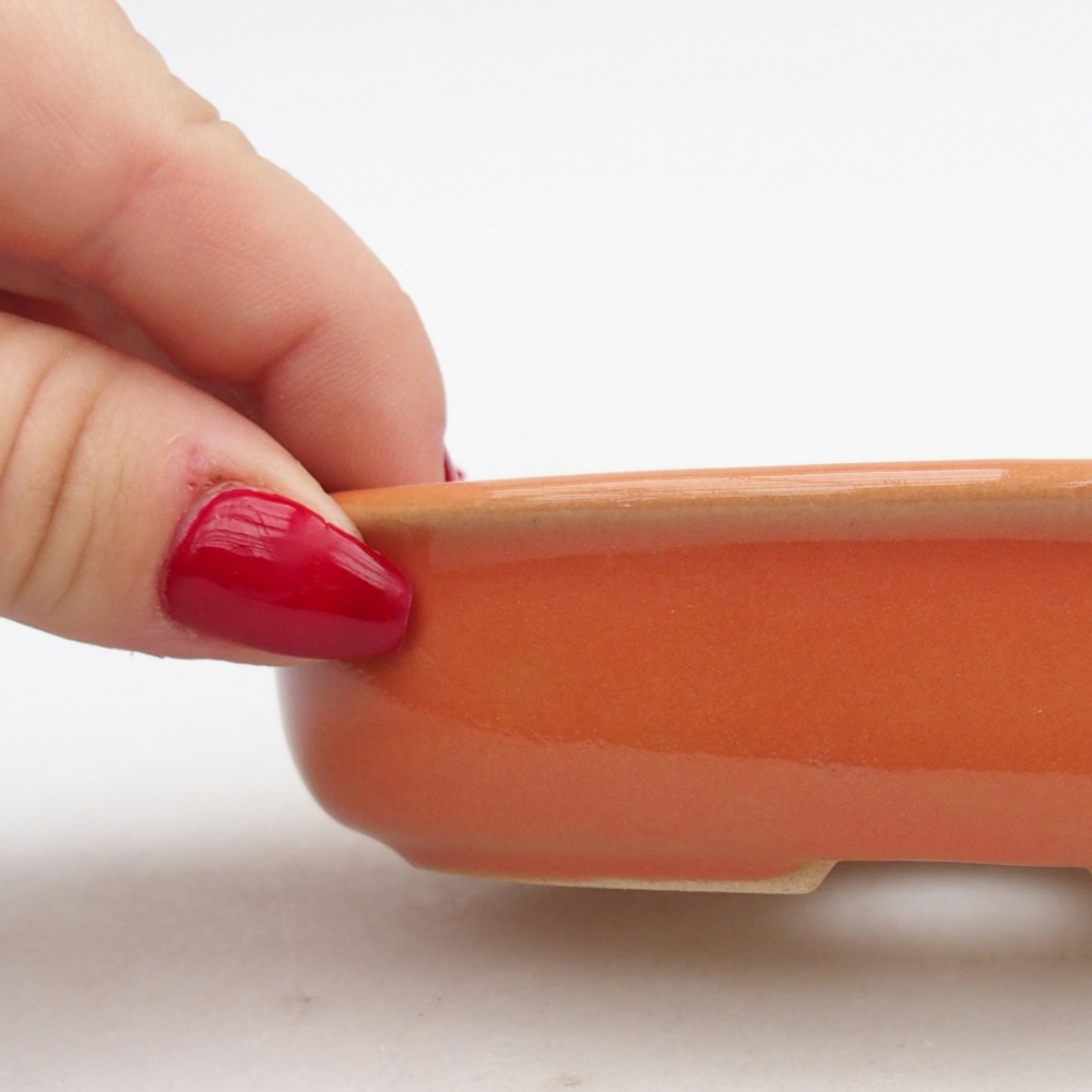 Ceramic bonsai bowl 12 x 8,5 x 3 cm, orange