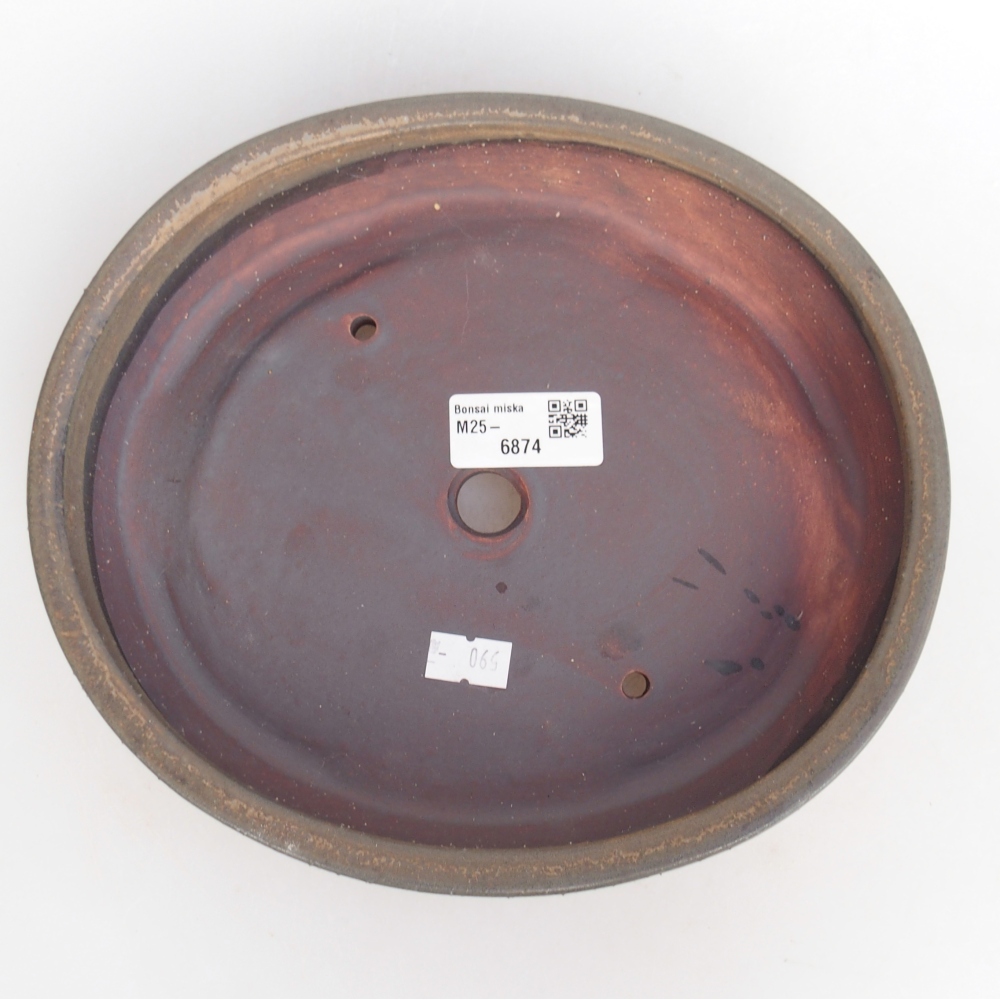 Ceramic bonsai bowl 22,5 x 20 x 4,5 cm, brown