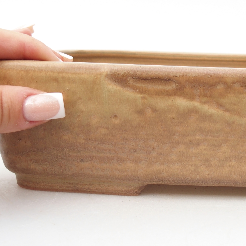 Ceramic bonsai bowl 26,5 x 20,5 x 6,5 cm, colour beige