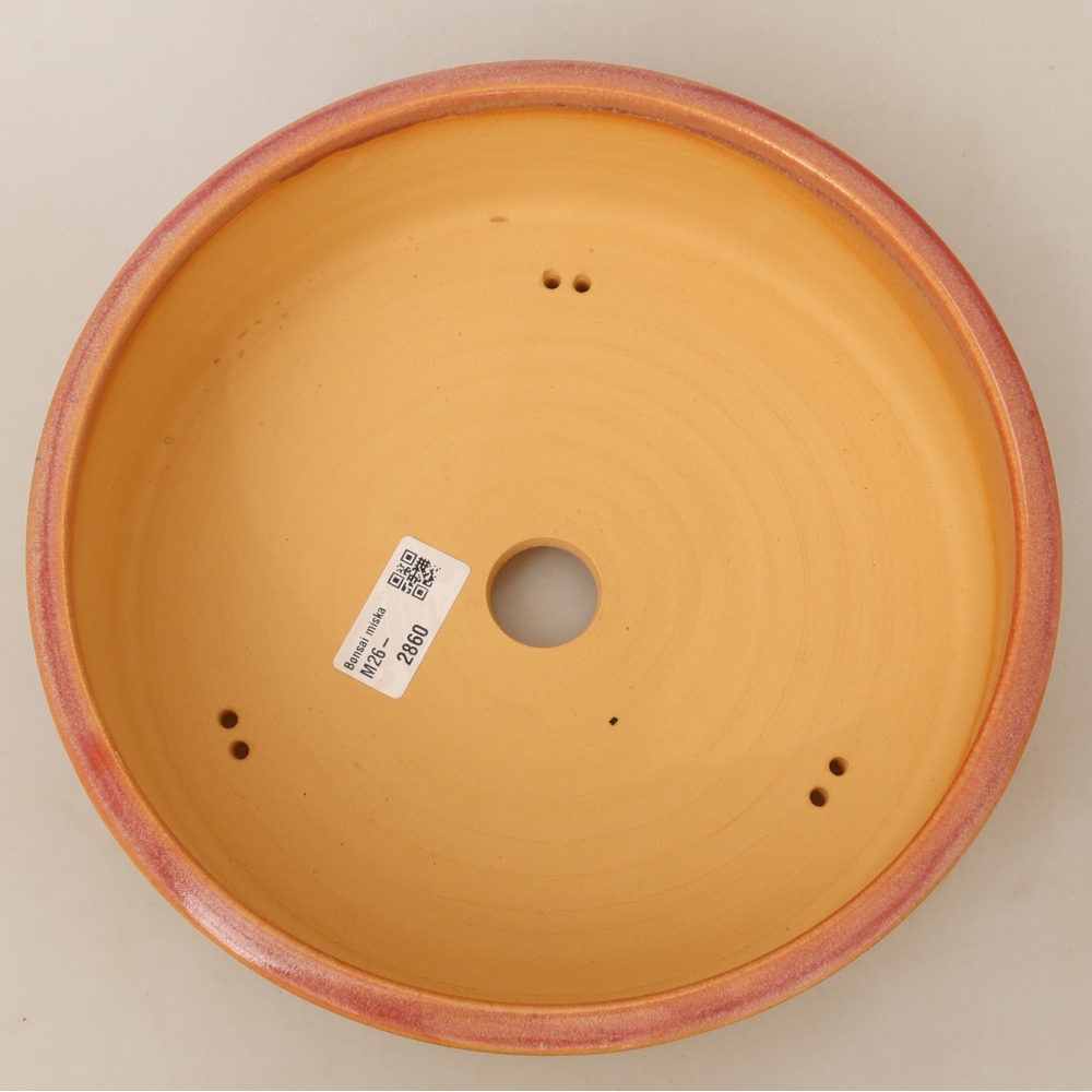 Ceramic bonsai pot, 23.5 x 23.5 x 7 cm, pink