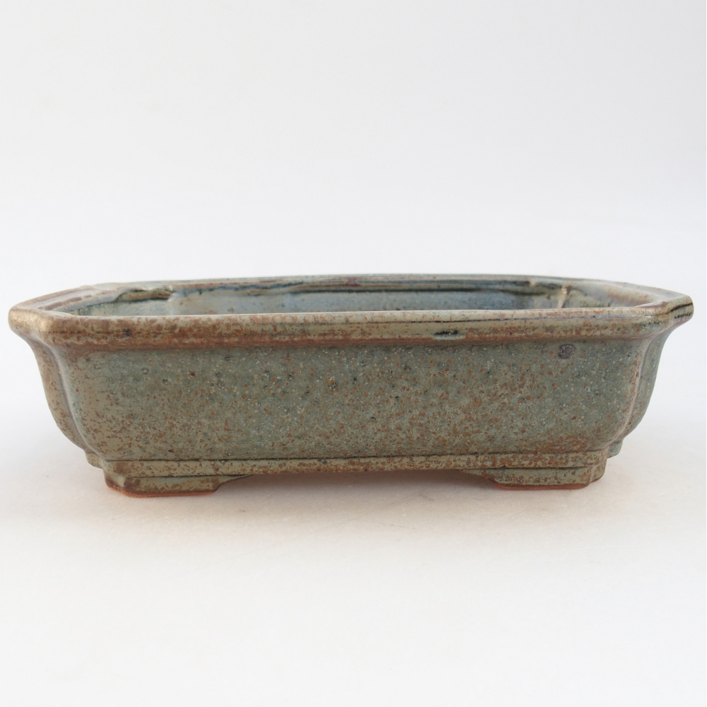 Ceramic bonsai bowl 18 x 13,5 x 5 cm, green