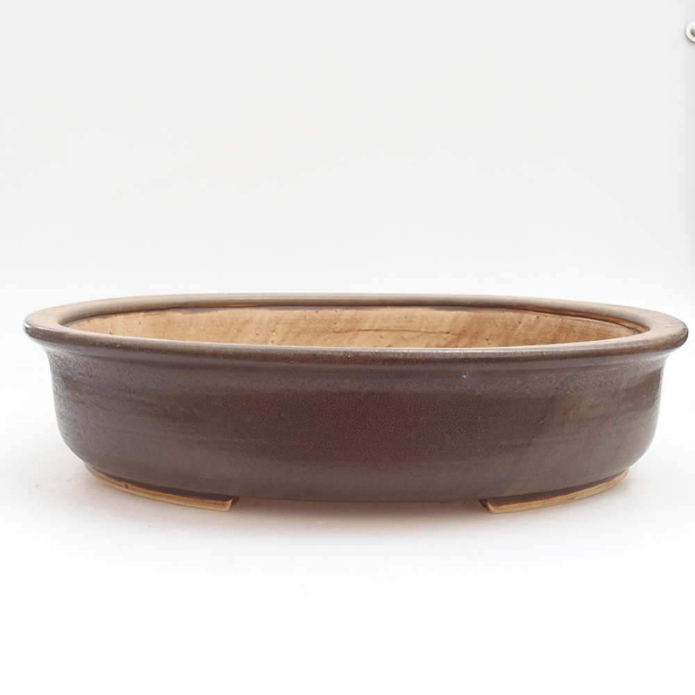 Ceramic bonsai bowl 32,5 x 28,5 x 7,5 cm, color brown