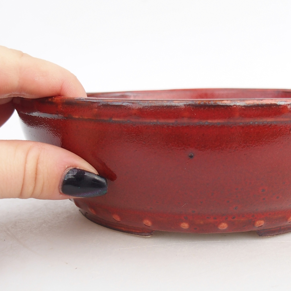 Ceramic bonsai bowl 18 x 18 x 5,5 cm, colour red