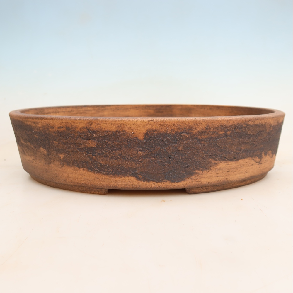 Ceramic bonsai pot, 37 x 30.5 x 8 cm, brown