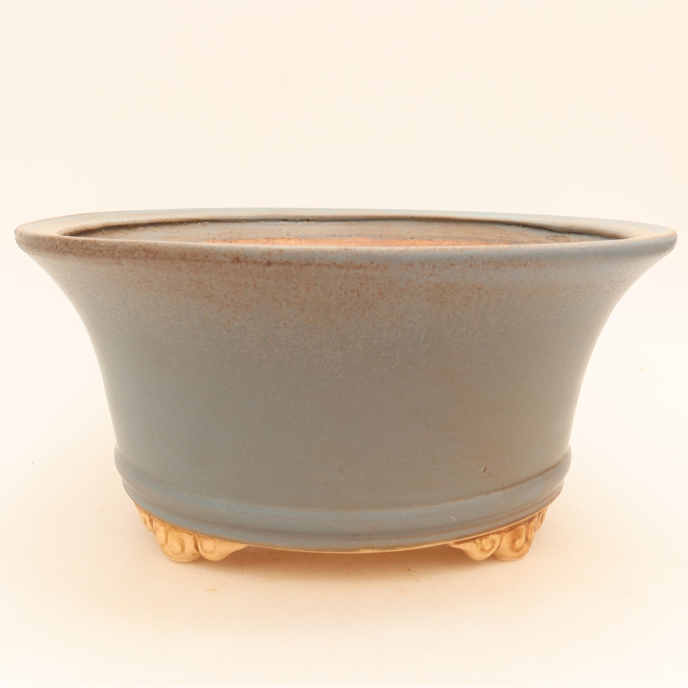 Ceramic bonsai pot, 24.5 x 24.5 x 11 cm, blue