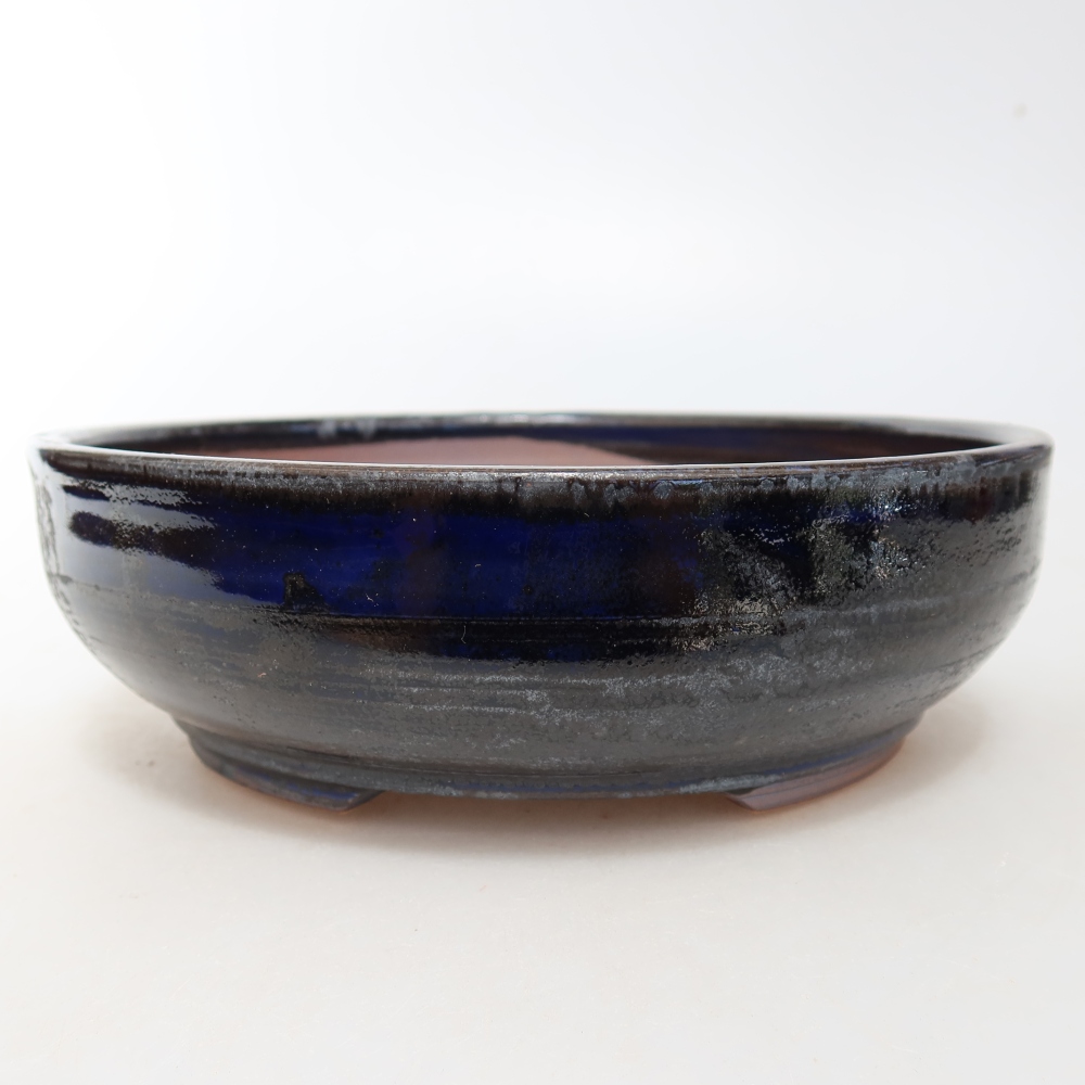 Ceramic bonsai pot, 18 x 18 x 5.5 cm, blue