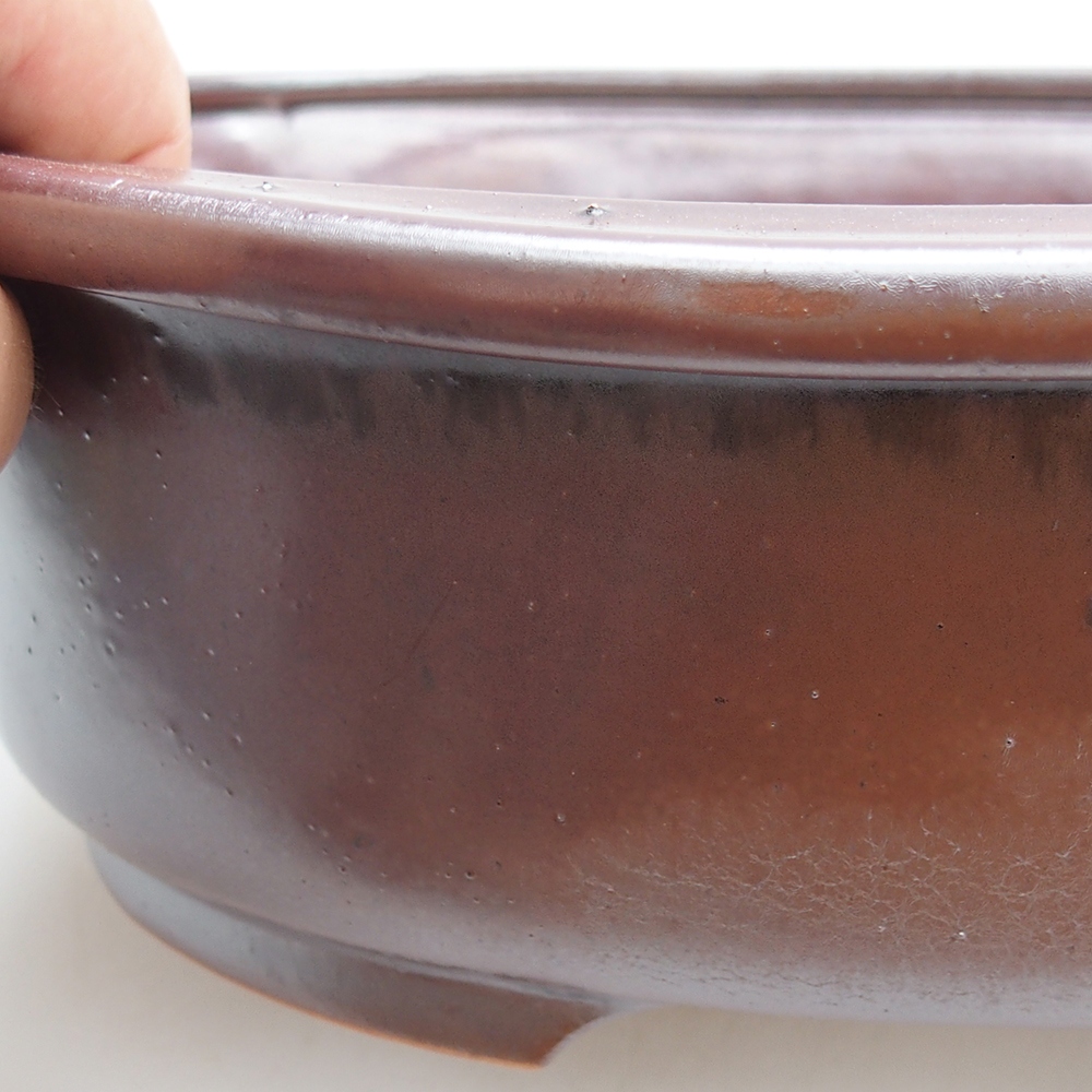 Ceramic bonsai bowl 25 x 20,5 x 8 cm, burgundy
