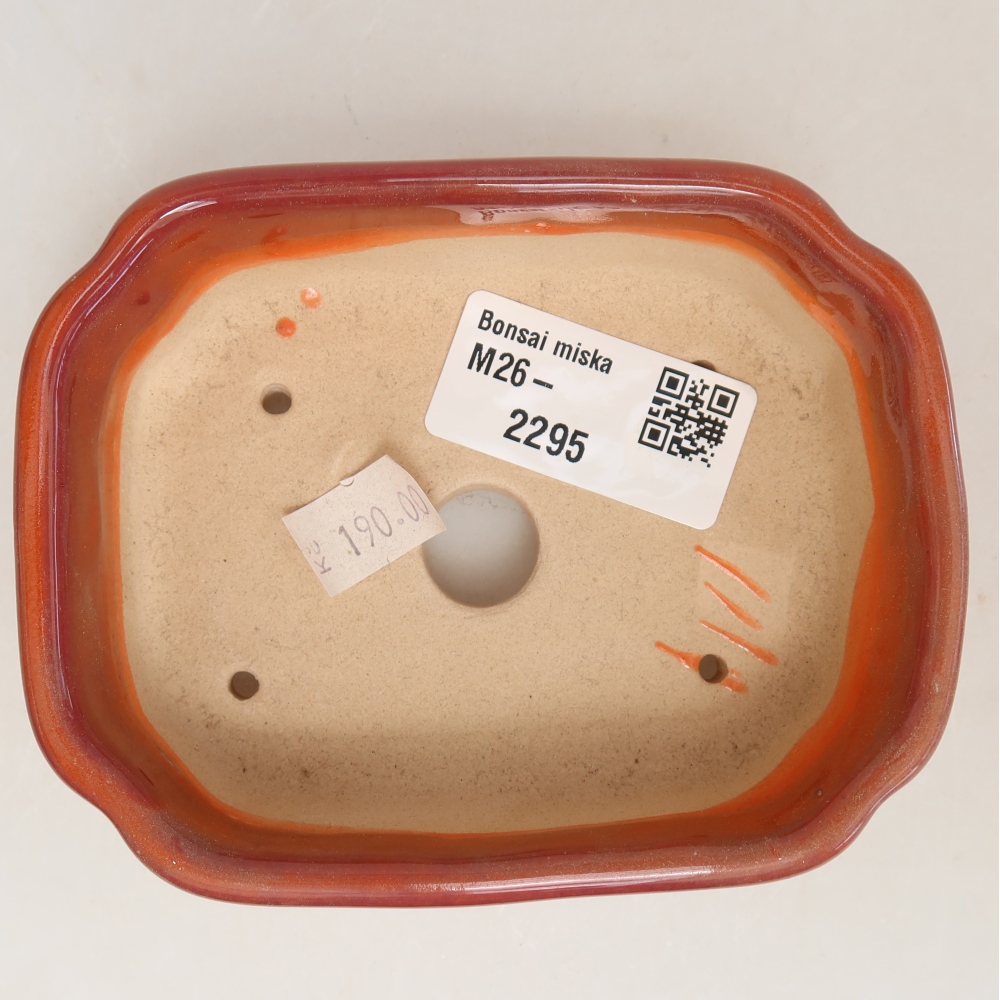 Ceramic bonsai pot, 10.5 x 8 x 4 cm, orange