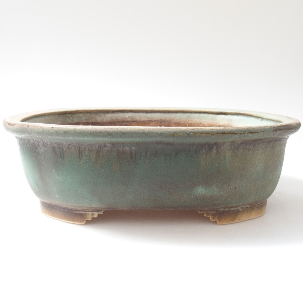 Ceramic bonsai bowl 25 x 21 x 8 cm, green
