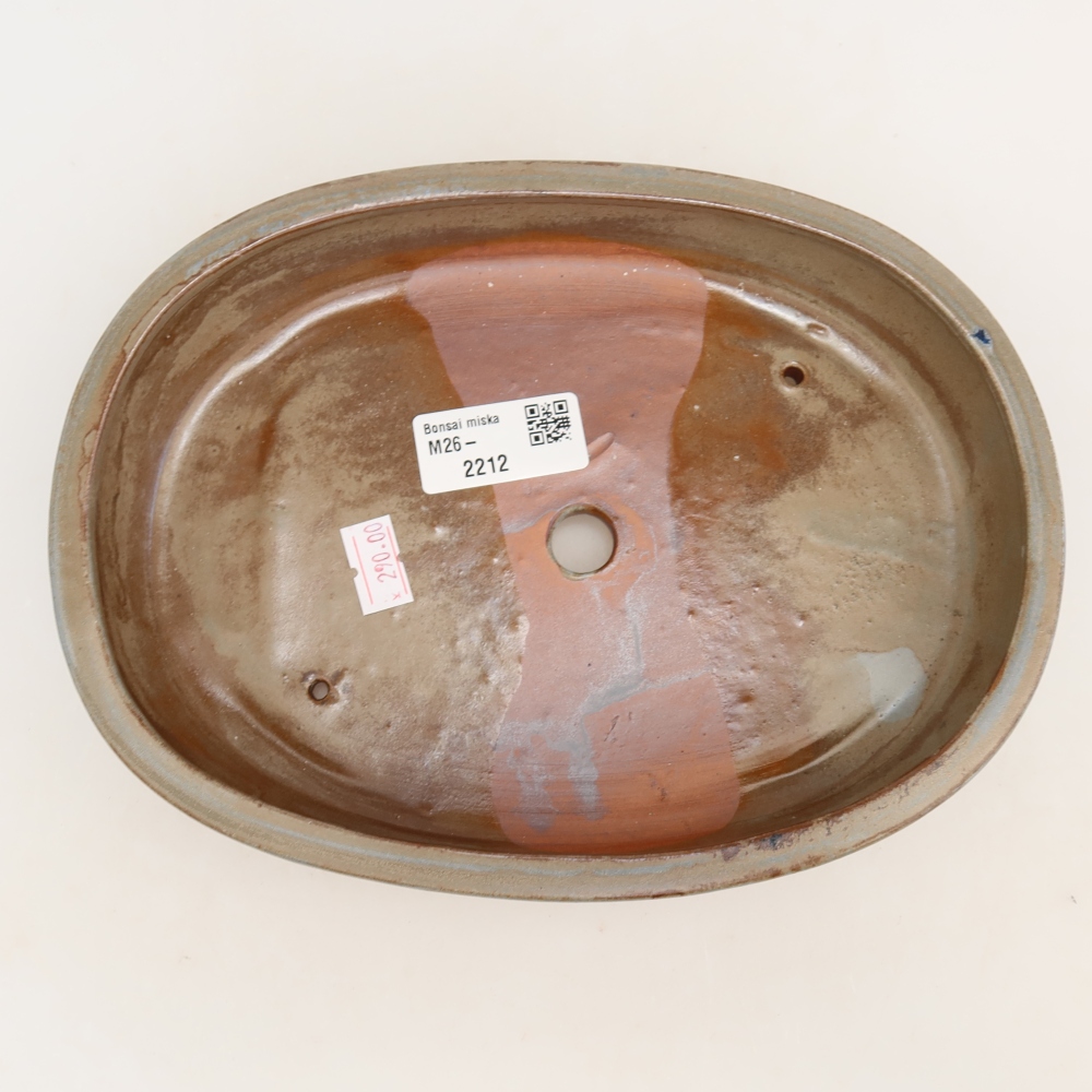 Ceramic bonsai pot, 22 x 17 x 4 cm, brown-blue