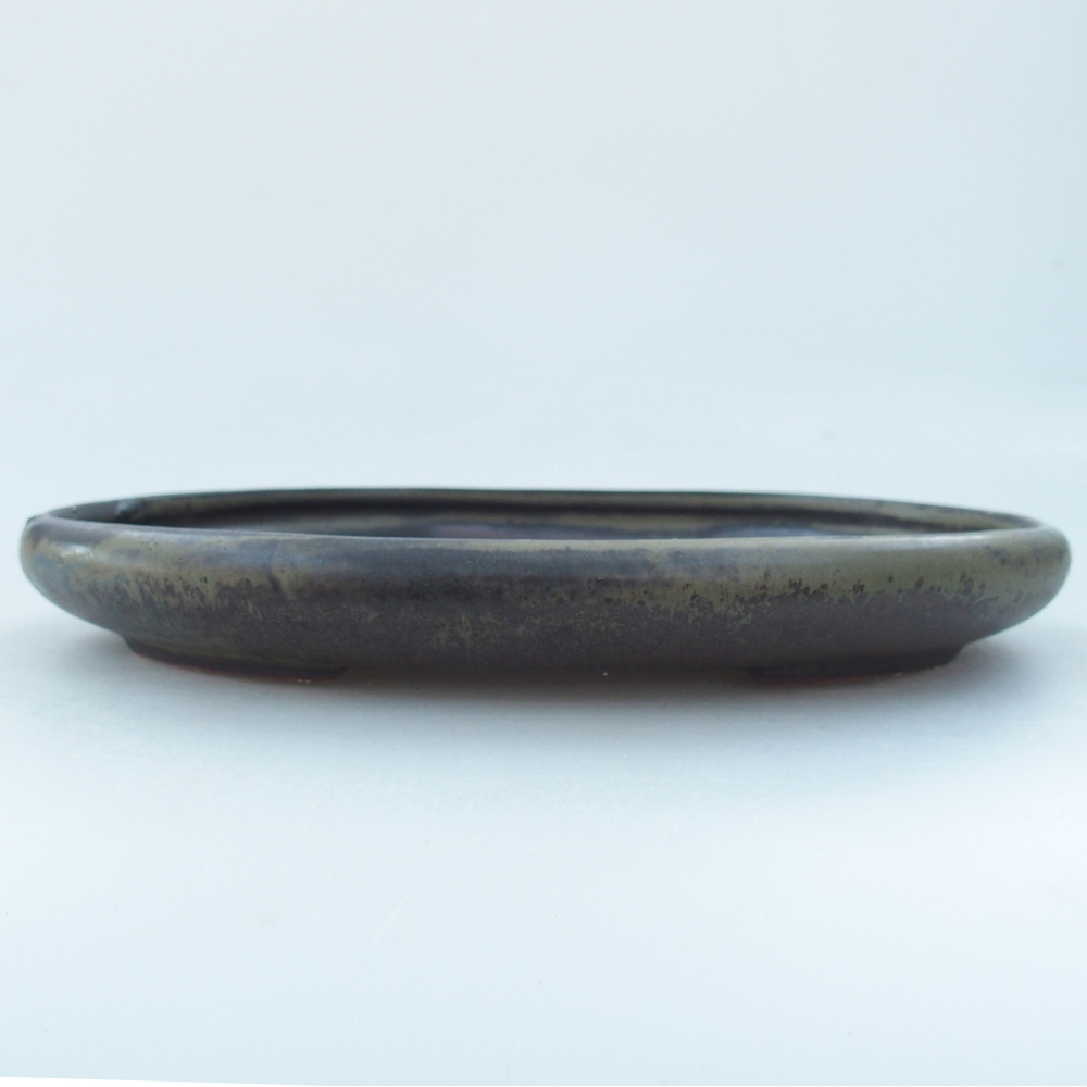Ceramic bonsai bowl 22,5 x 16,5 x 3 cm, green