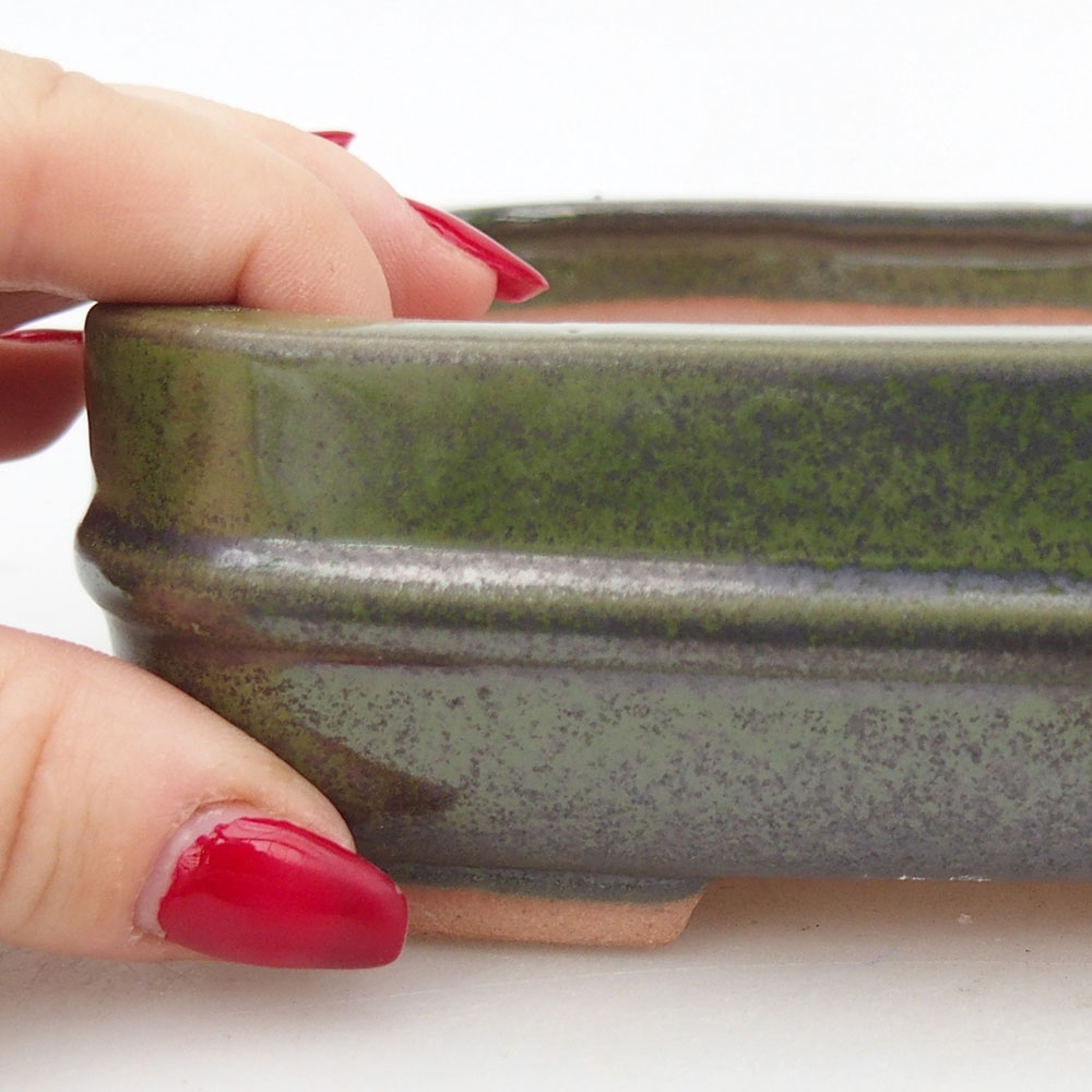 Ceramic bonsai bowl 14,5 x 12,5 x 4,5 cm, green