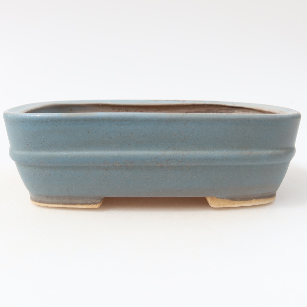 Ceramic bonsai pot, 14.5 x 11.5 x 4.5 cm, blue