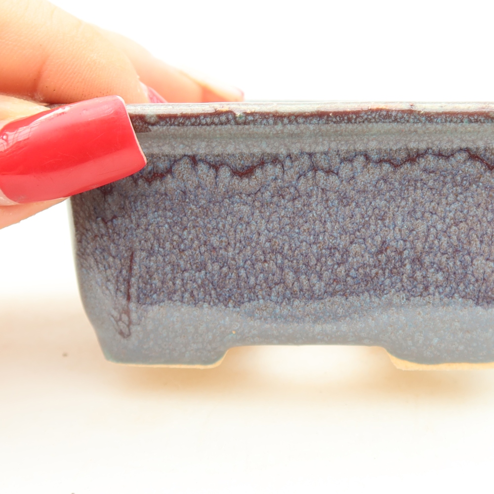 Ceramic bonsai pot, 7.5 x 5.5 x 4 cm, gray