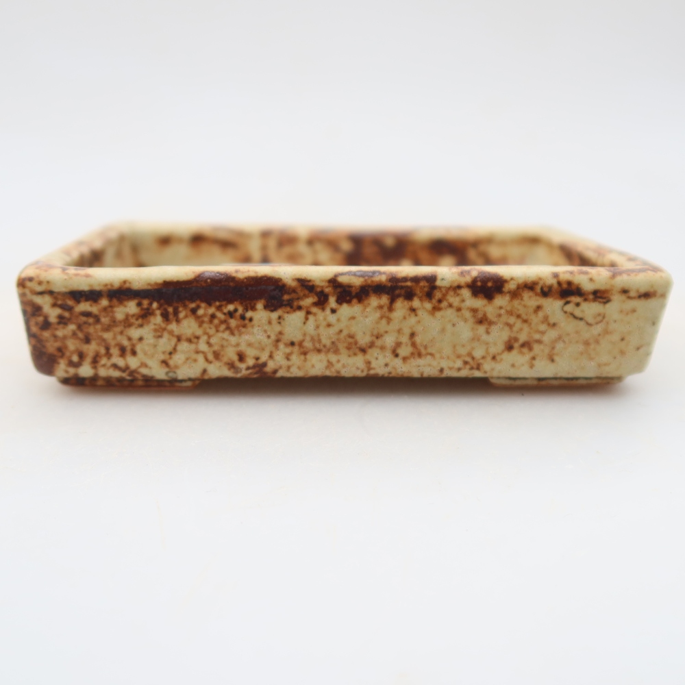 Ceramic bonsai pot, 10 x 7 x 2 cm, beige