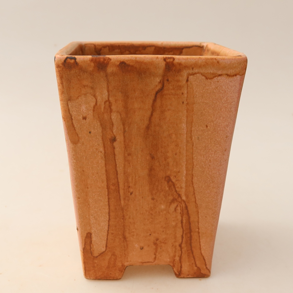 Ceramic bonsai pot, 9 x 9 x 12.5 cm, pink