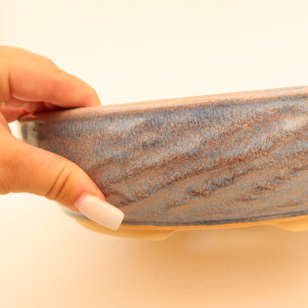 Ceramic bonsai pot, 27 x 27 x 6.5 cm, blue
