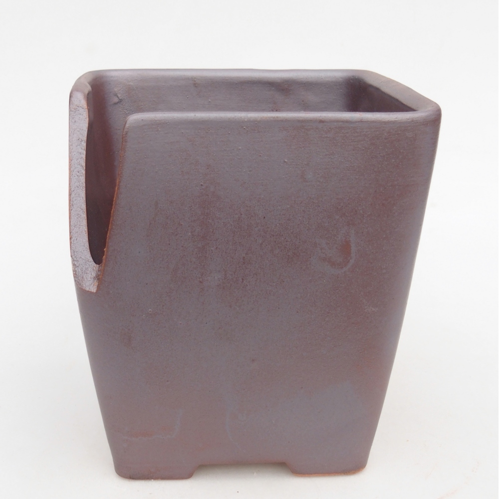 Ceramic bonsai bowl 13,5 x 13,5 x 15 cm, metal colour