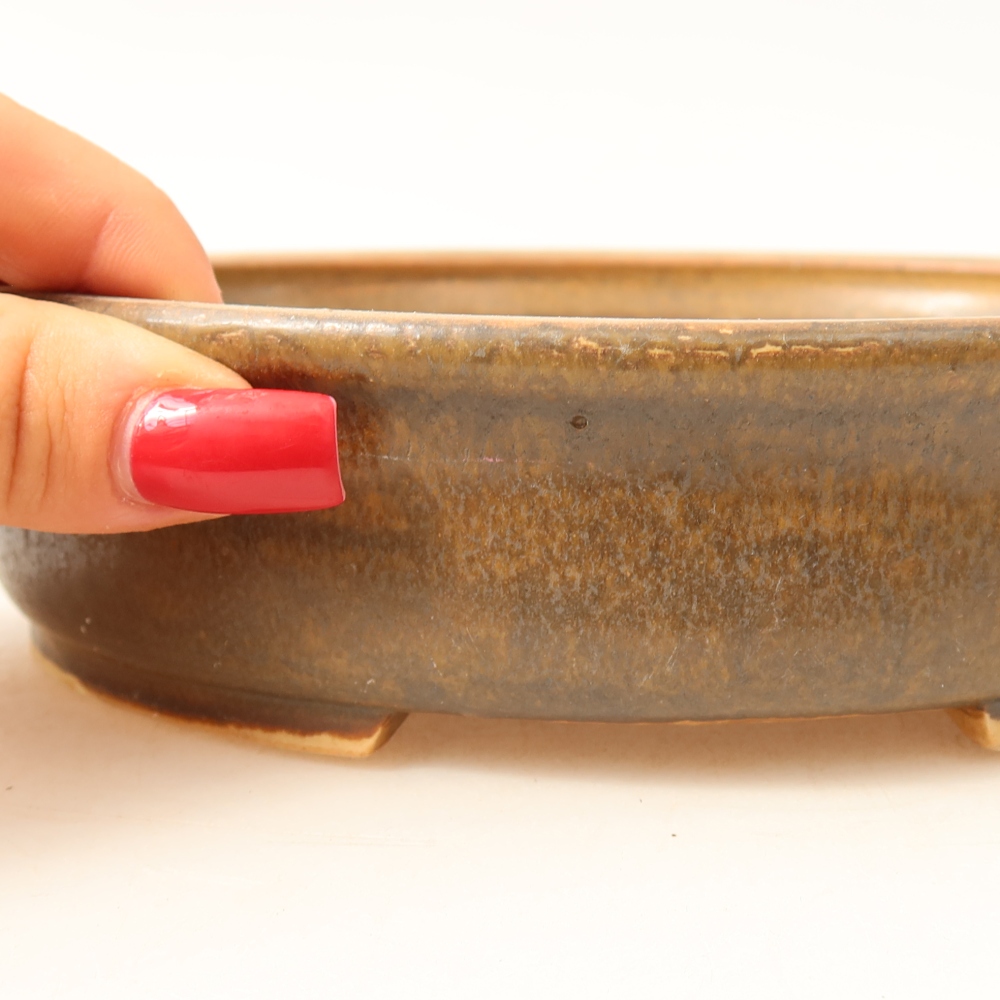 Ceramic bonsai bowl 17,5 x 16 x 4,5 cm, brown