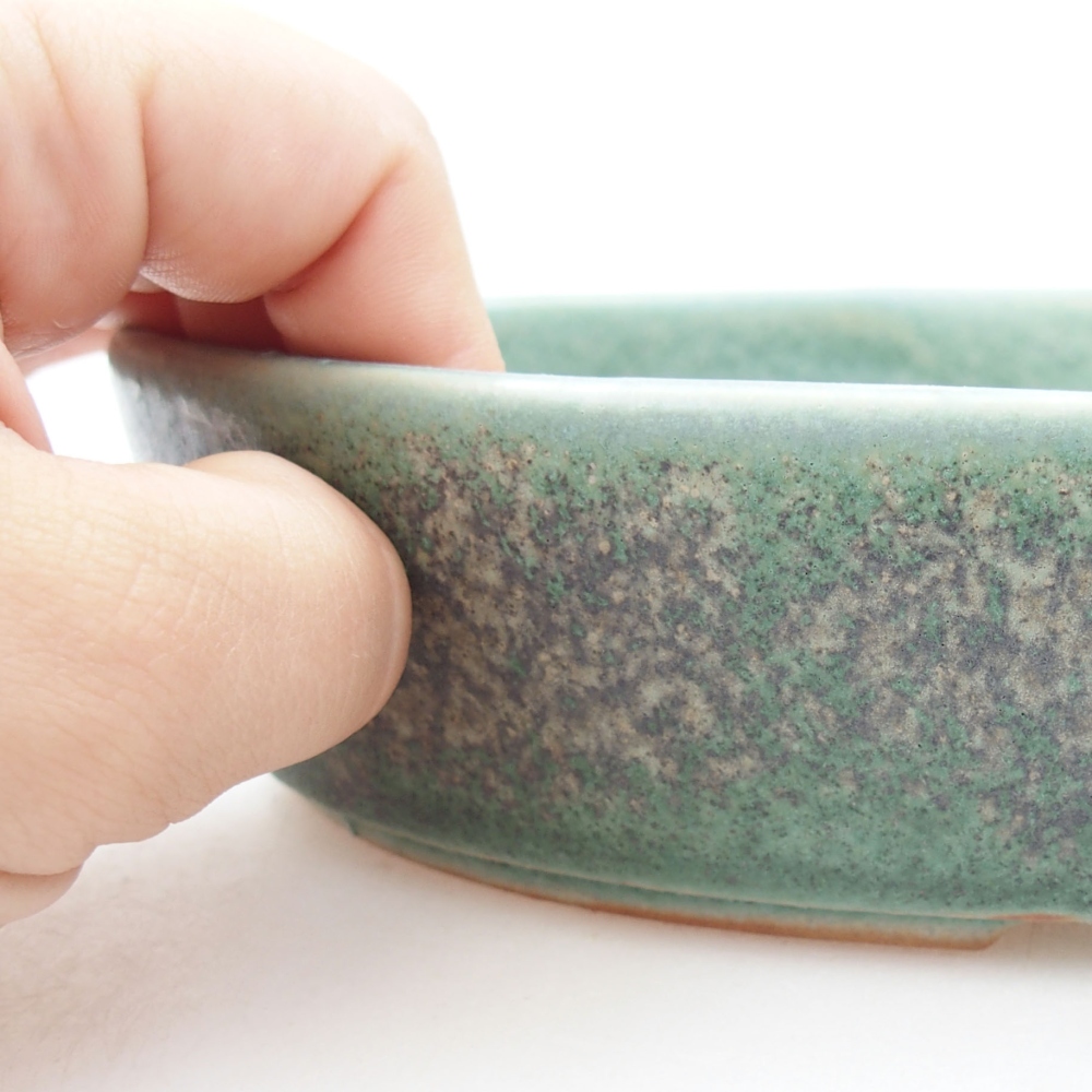 Ceramic bonsai bowl 18,5 x 13,5 x 4,5 cm, color green
