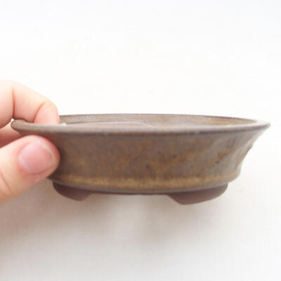 Ceramic bonsai bowl 11 x 11 x 3 cm, brown color - 1