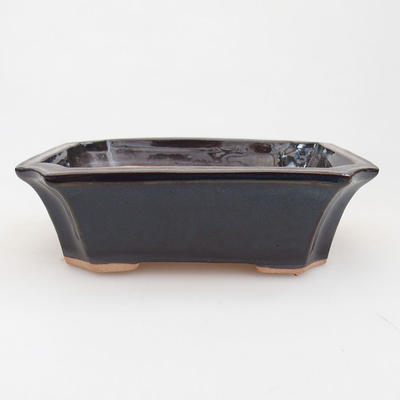 Ceramic bonsai bowl 13 x 10.5 x 4 cm, blue-black color - 1