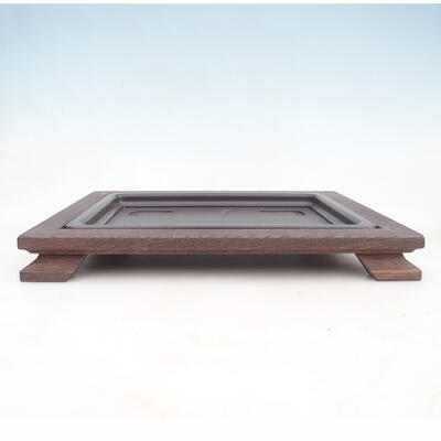 Wooden bonsai table with saucer 24 x 17 cm - 1