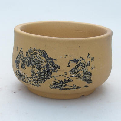 Ceramic bonsai bowl 11 x 11 x 6.5 cm, color ocher - 1