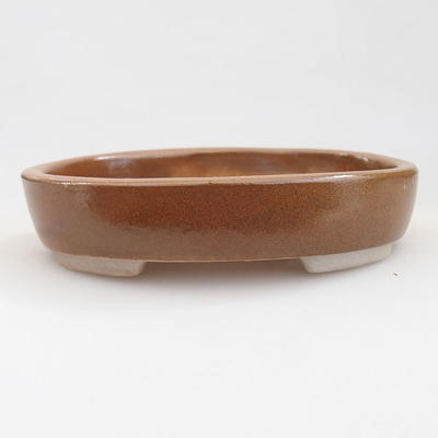 Ceramic bonsai bowl 11 x 9 x 2.5 cm, brown color - 1