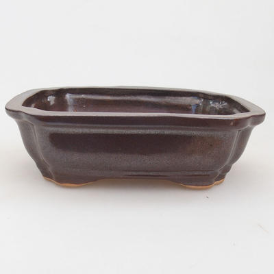 Ceramic bonsai bowl 15.5 x 12 x 4.5 cm, brown color - 1