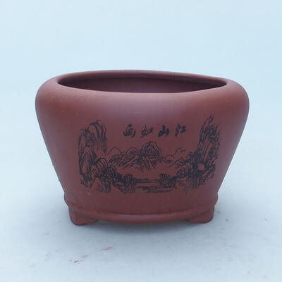 Ceramic bonsai bowl 14 x 14 x 8.5 cm, brick color - 1