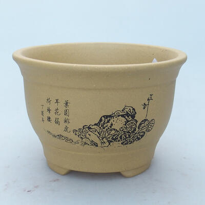 Ceramic bonsai bowl 12.5 x 12.5 x 8.5 cm, color ocher - 1