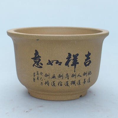 Ceramic bonsai bowl 14 x 14 x 9 cm, color ocher - 1