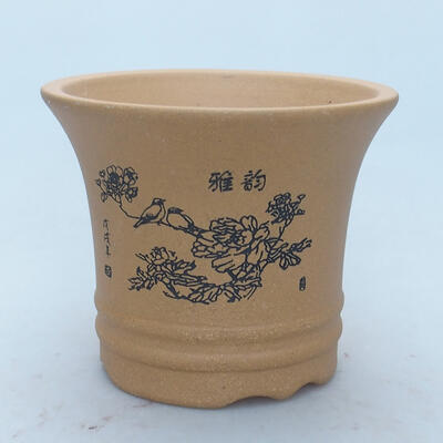 Ceramic bonsai bowl 12 x 12 x 10 cm, color ocher - 1
