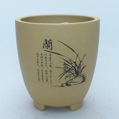 Ceramic bonsai bowl 11.5 x 11.5 x 12.5 cm, color ocher - 1
