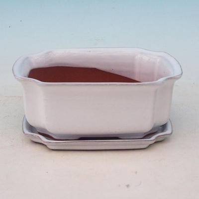 Bonsai bowl + tray H01 - tray 12 x 9 x 5 cm, tray 11,5 x 8,5 x 1 cm, white - bowl 12 x 9 x 5 cm, tray 11,5 x 8,5 x 1 cm - 1