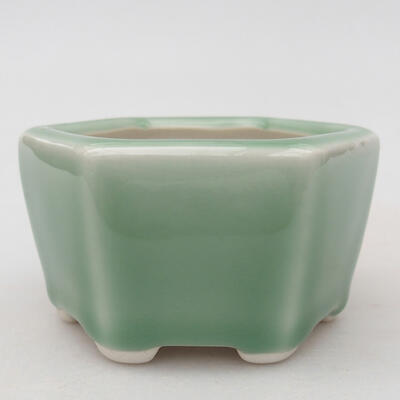 Ceramic bonsai bowl 8.5 x 8 x 4.5 cm, color green - 1