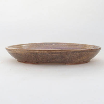Ceramic bonsai bowl 15,5 x 11 x 2,5 cm, brown-beige color - 1