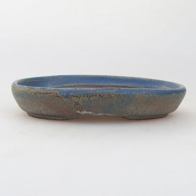 Ceramic bonsai bowl 13 x 9,5 x 2 cm, brown-blue color - 1