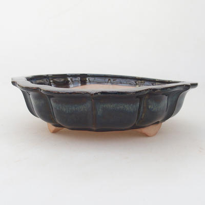 Ceramic bonsai bowl 18 x 18 x 5 cm, brown-blue color - 1