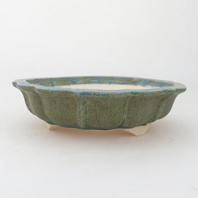 Ceramic bonsai bowl 18 x 18 x 5 cm, blue-green color - 1