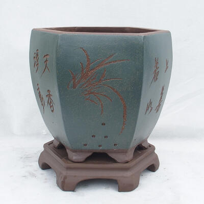 Bonsai bowl 31 x 31 x 31 cm, color brown-blue - 1