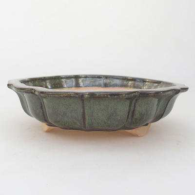 Ceramic bonsai bowl 18 x 18 x 5 cm, gray-green color - 1